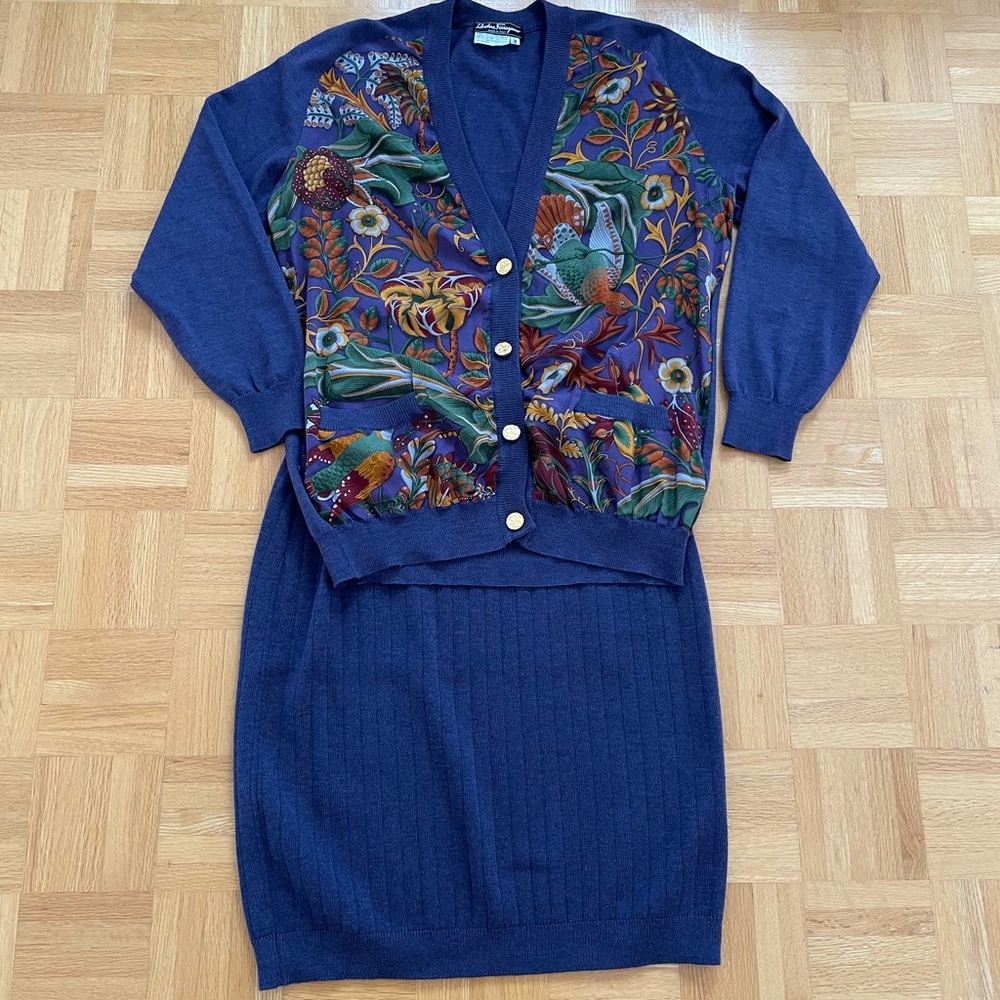 Salvador Ferragamo Cardigan and Skirt Set
